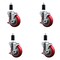 Service Caster 4'' Red Poly Swivel 1-3/8'' Expanding Stem Caster Set with Brake, 4PK SCC-EX20S414-PPUB-RED-TLB-138-4 - alternate 1